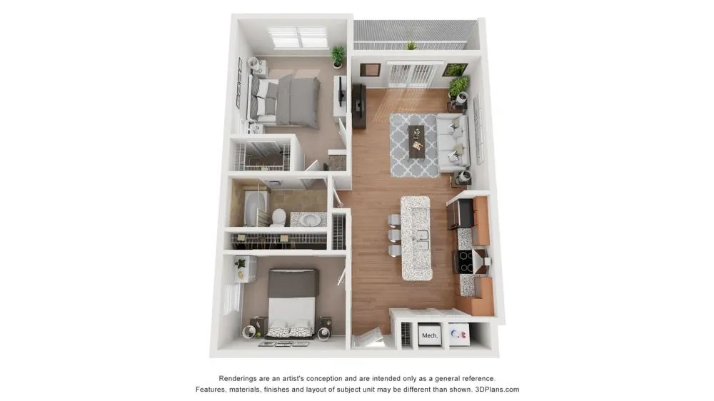The Jasmine is a 2-bedroom apartment.